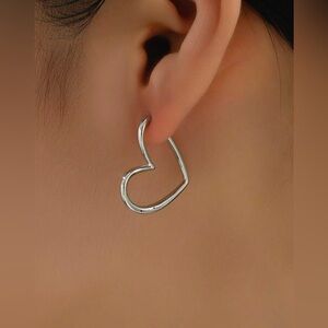 Heart Earrings Silver-Tone